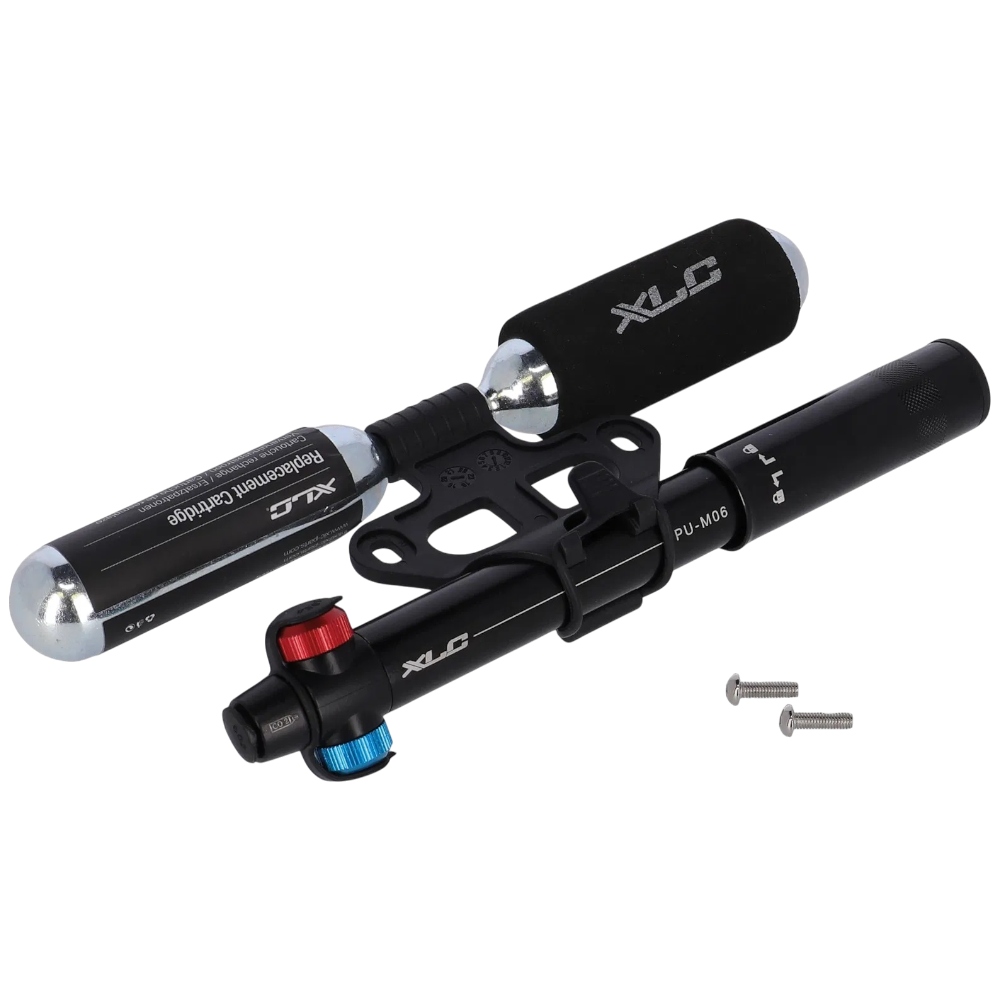 XLC CO2-Mini-Kombipumpe PU-M06 Minipumpe Handpumpe Fahrradpumpe mit Halterung