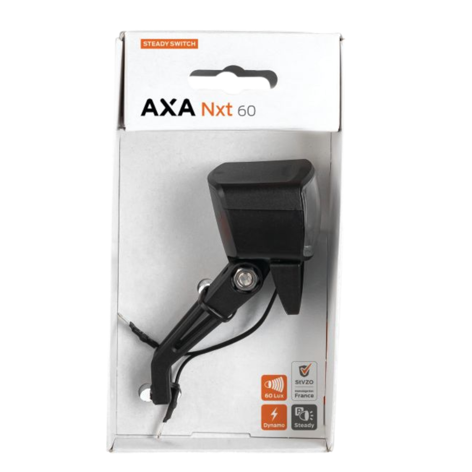 Fahrrad Dynamo-Frontscheinwerfer 60 Lux LED mit Reflektor Standlicht AXA NXT 60