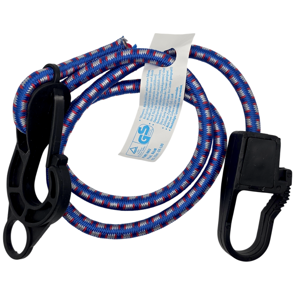 Spanngummi Karabiner-Haken Expander Gepäckspanner Gummispanner blau rot 8mm 80cm
